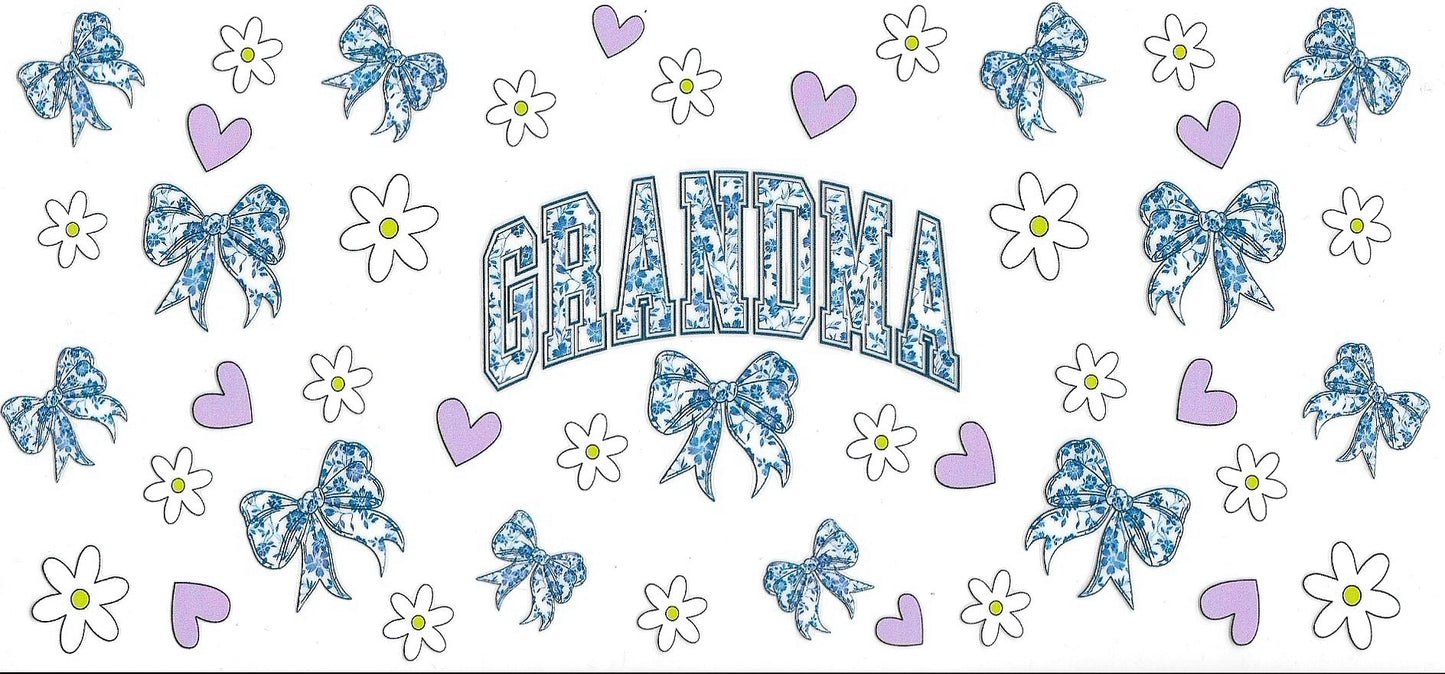 Grandma Floral Blue Bow Design