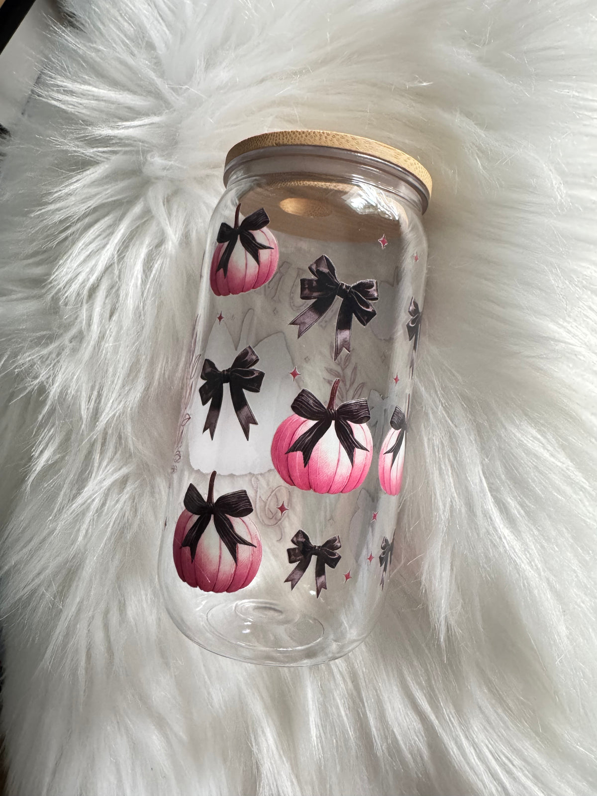 Pumpkin Season Black Bow Acrylic Cup