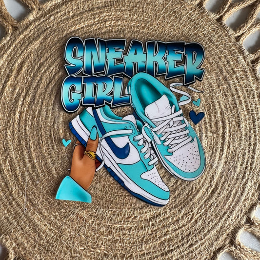 Teal Sneaker Girl Decal