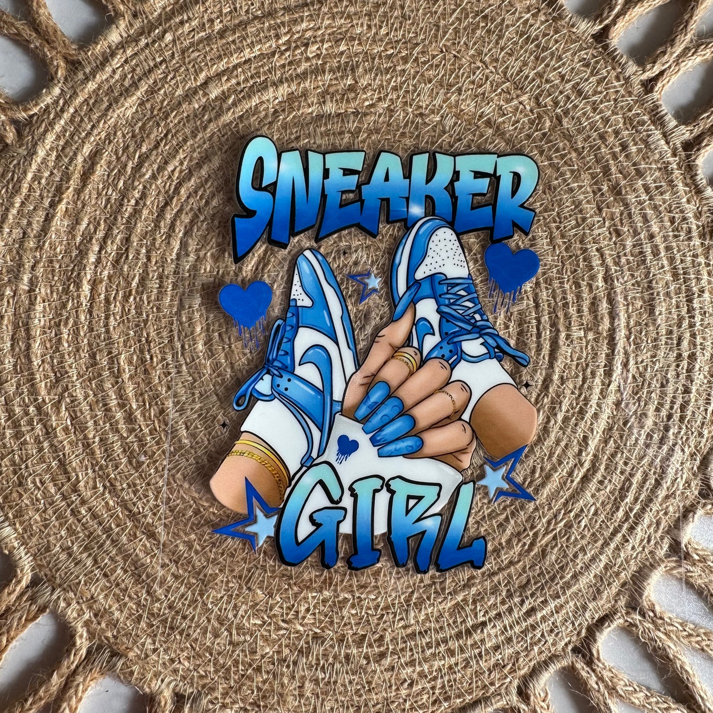 Blue Nails Sneaker Girl Decal