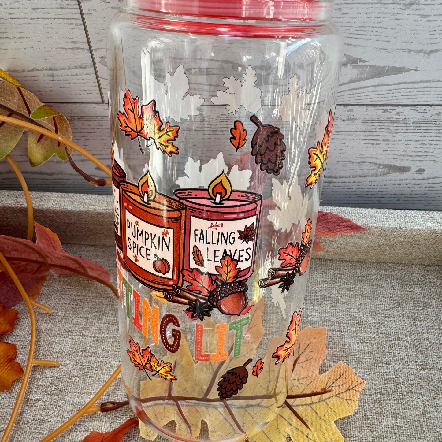 Getting Lit Candles Glass Cup