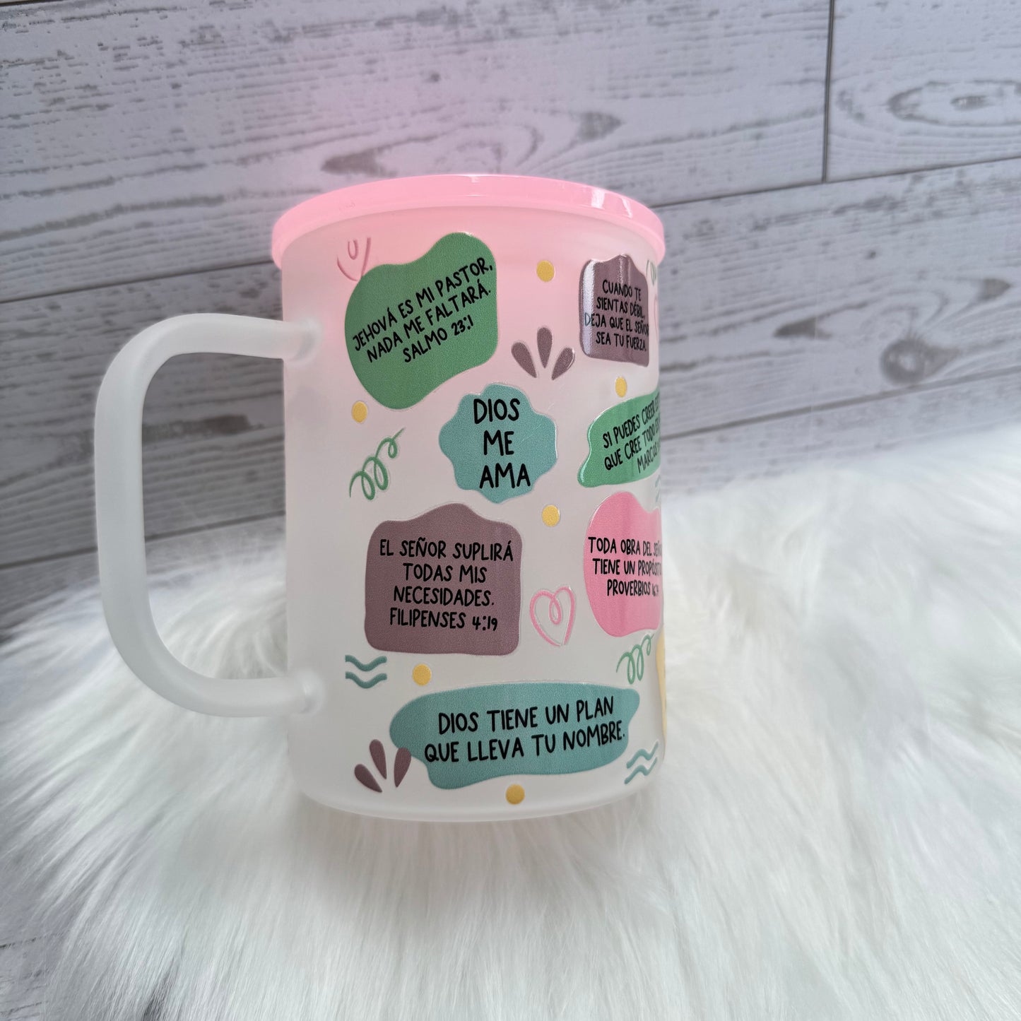 Spanish Biblical Affirmations Frosted Mug /Afirmaciones Biblicas Taza
