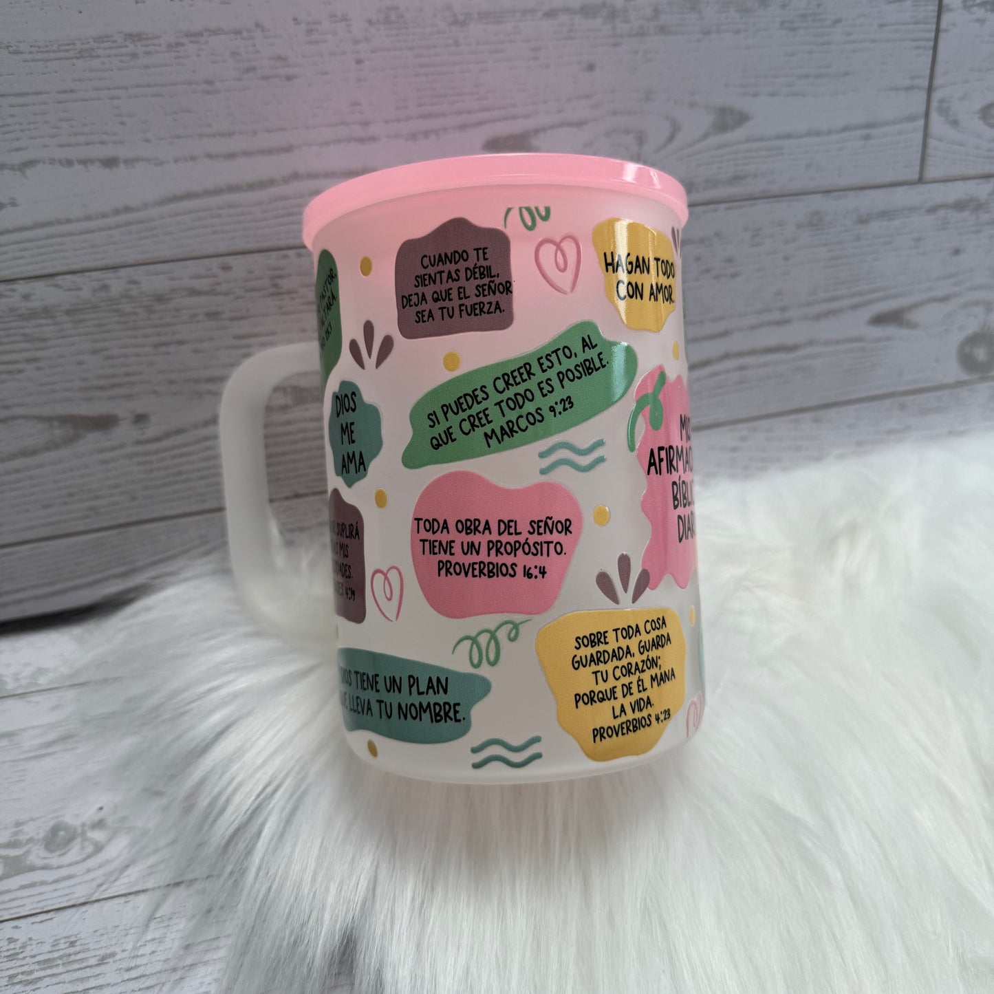 Spanish Biblical Affirmations Frosted Mug /Afirmaciones Biblicas Taza