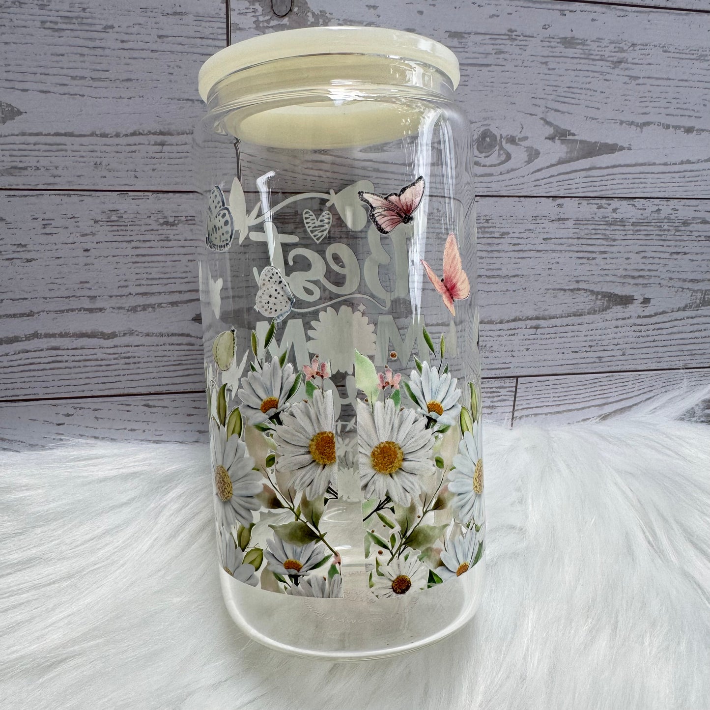 Best Mom Ever Floral Glass Cup