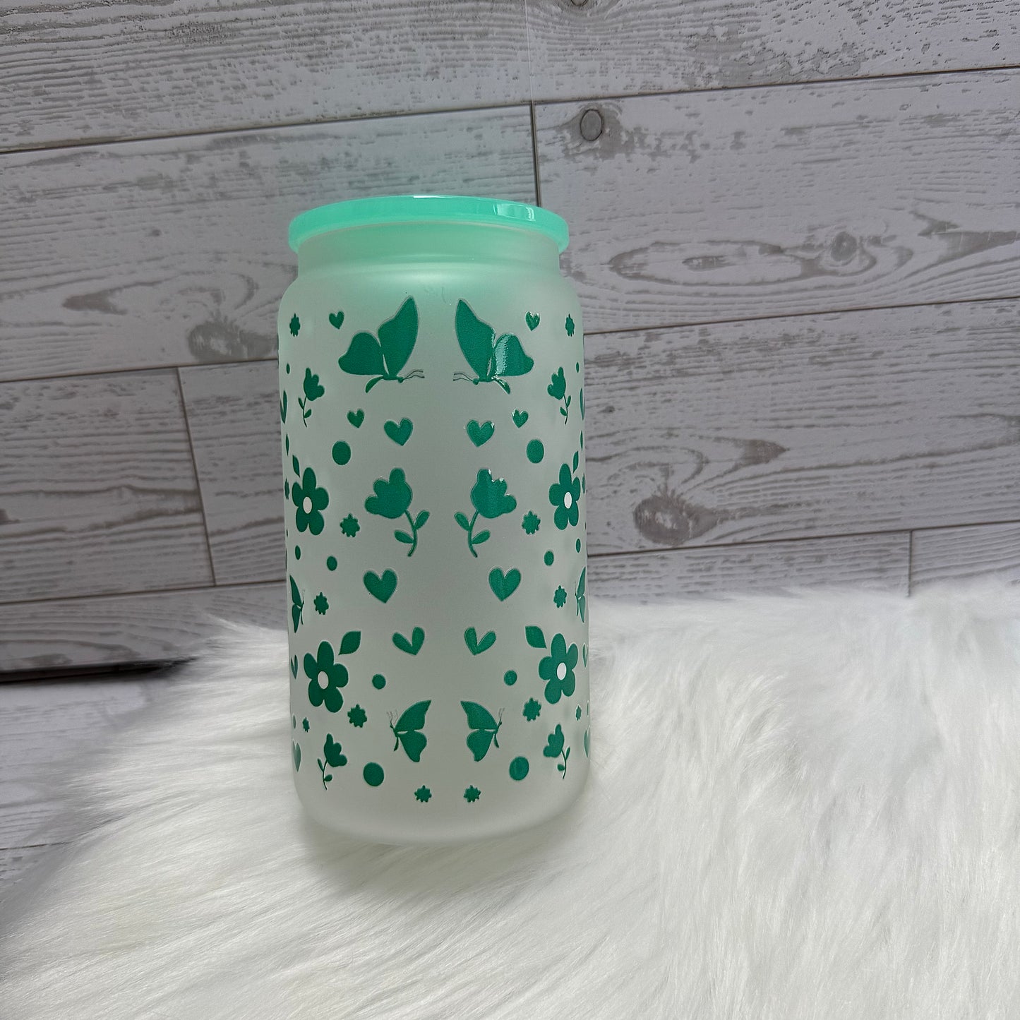 Mother's Day Green Design Glass Cup