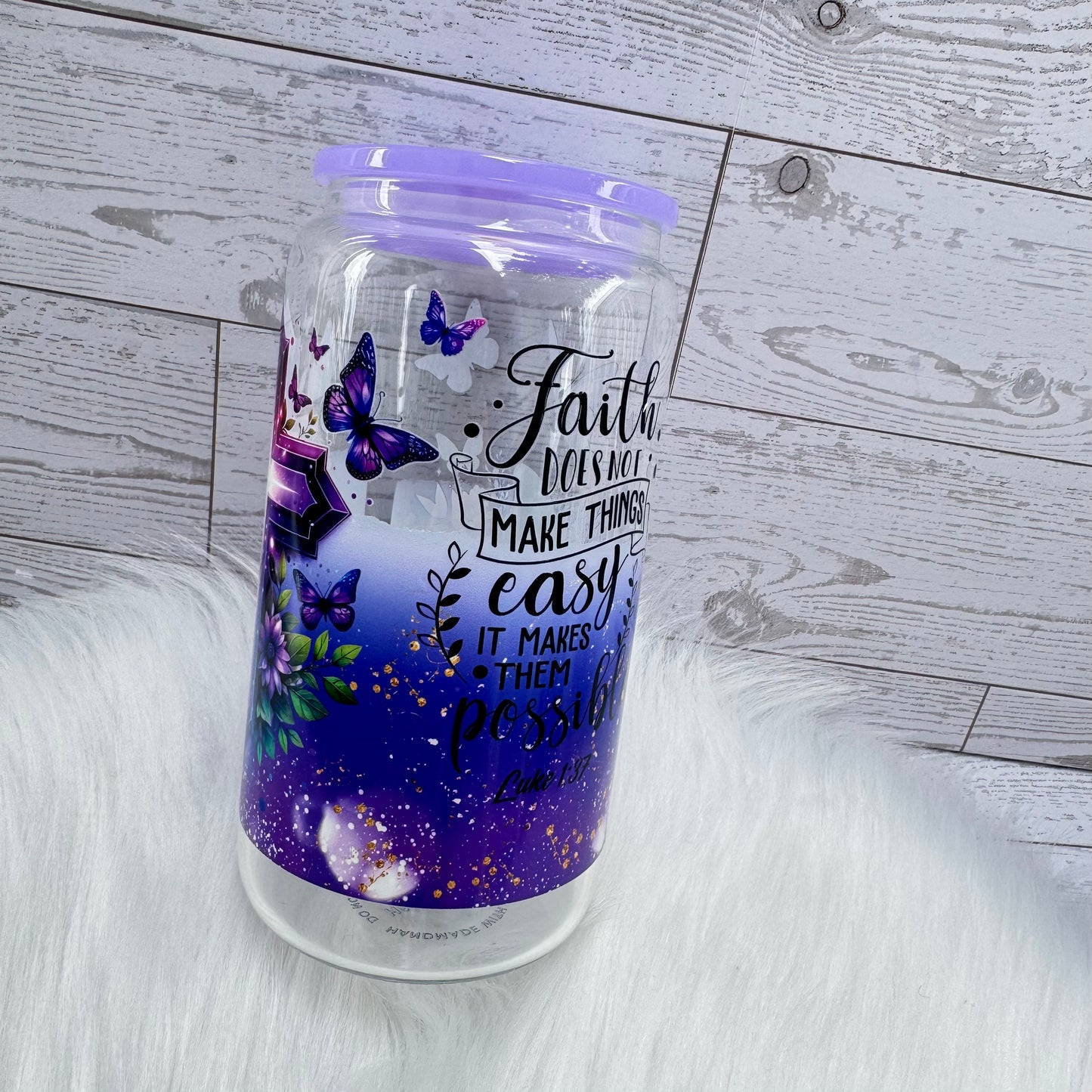 Purple Theme Luke Verse Glass Cup
