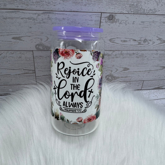 Rejoice in the Lord Glass Cup