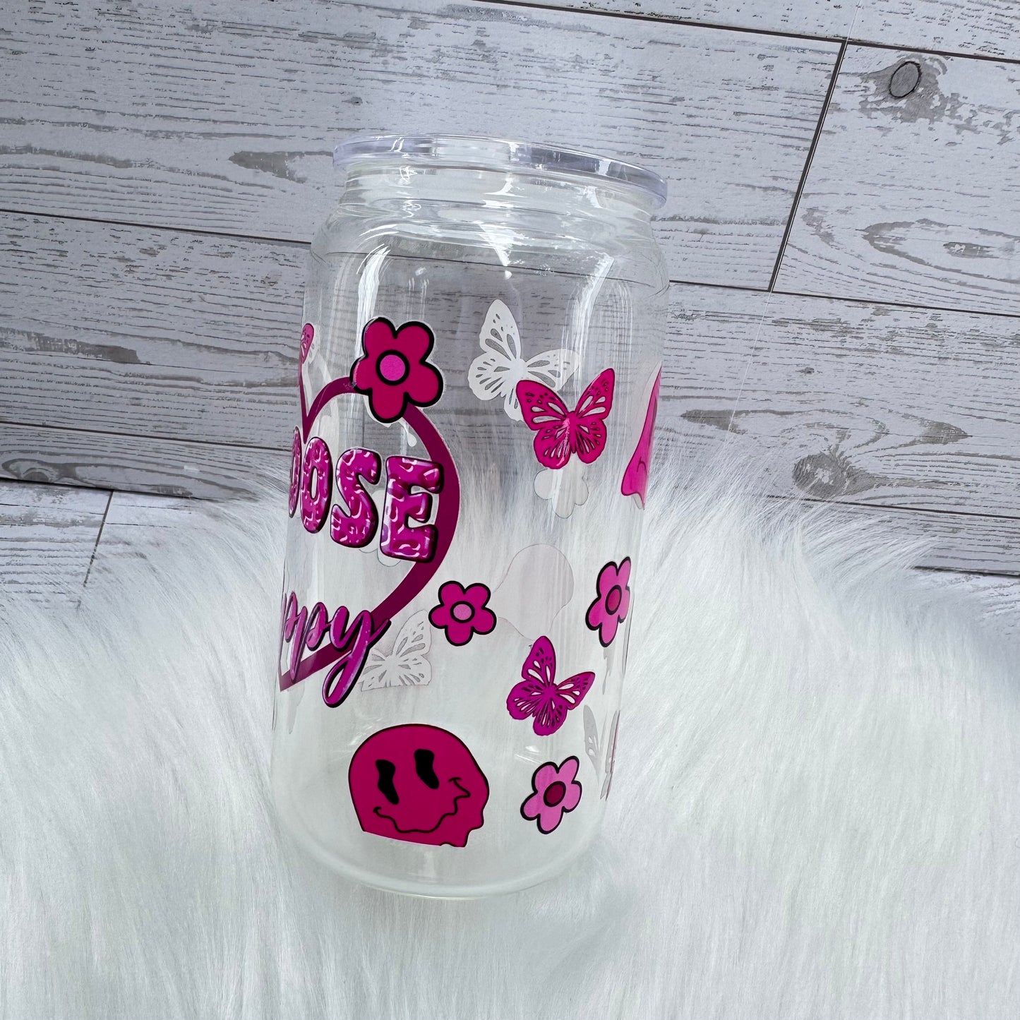 Choose Happy Glass Cup