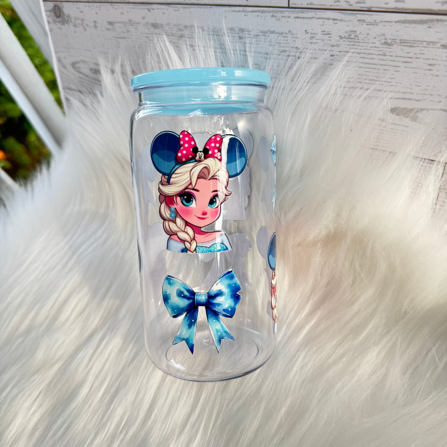 Blue Princess Bow Acrylic Cup