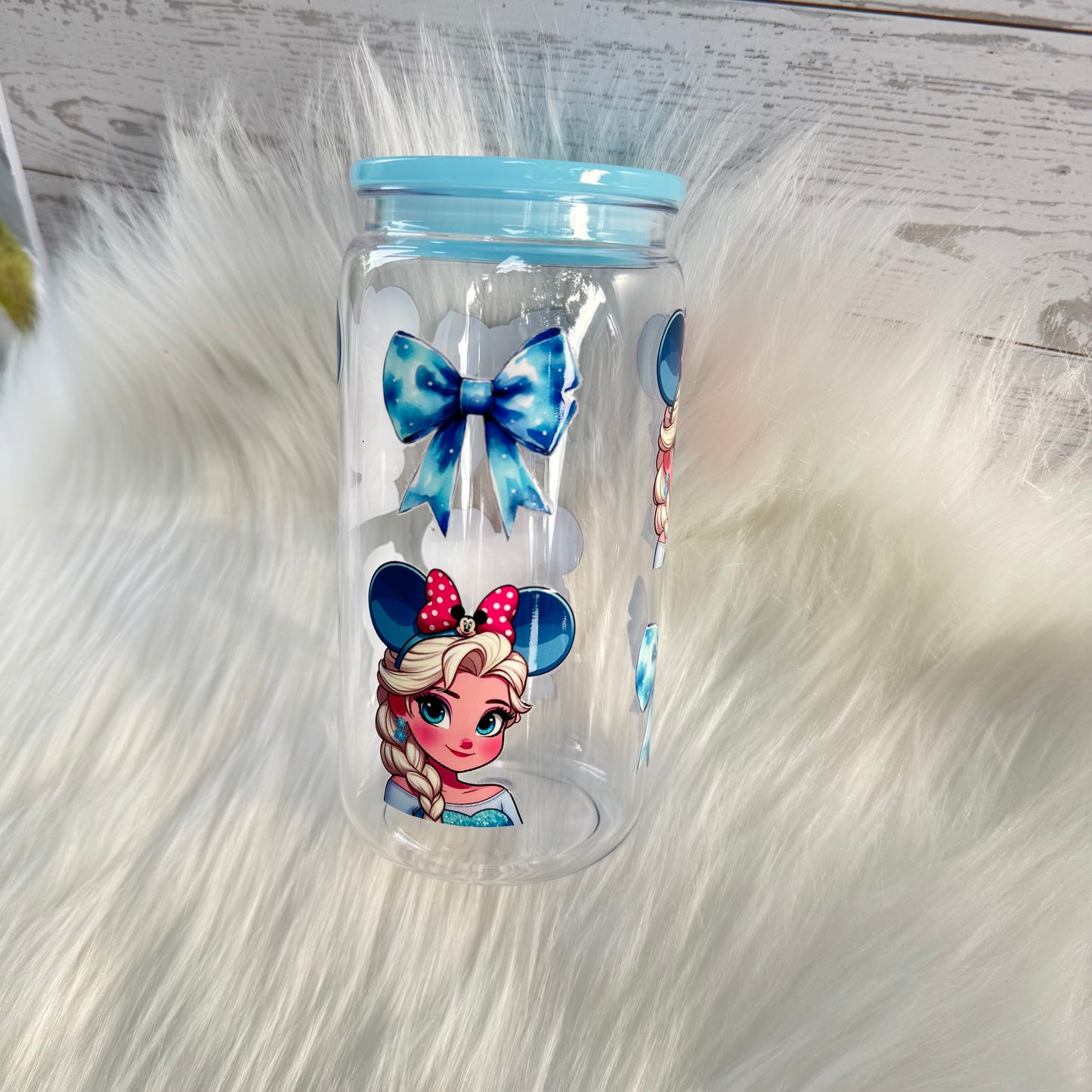 Blue Princess Bow Acrylic Cup
