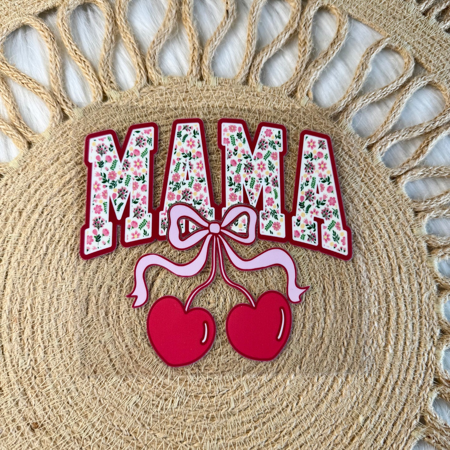 Mama Cherry Bow Decal