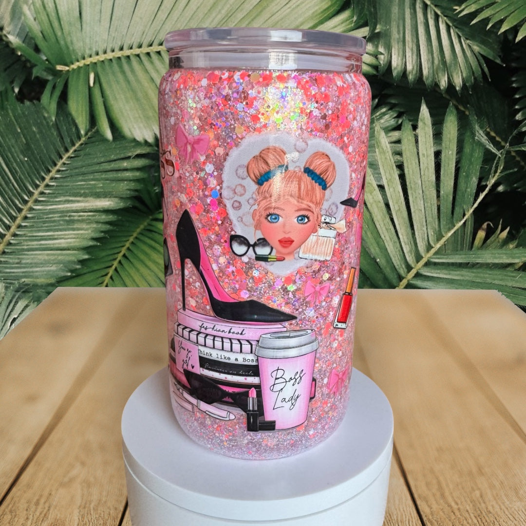 Girl Boss Glass Snowglobe Cup