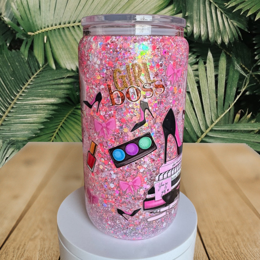 Girl Boss Glass Snowglobe Cup