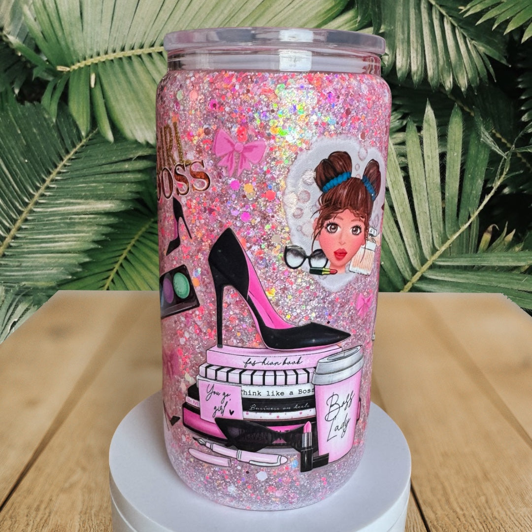 Girl Boss Glass Snowglobe Cup