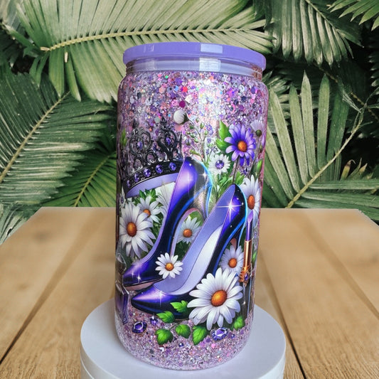 Floral Crown Heels Glass Snowglobe Cup