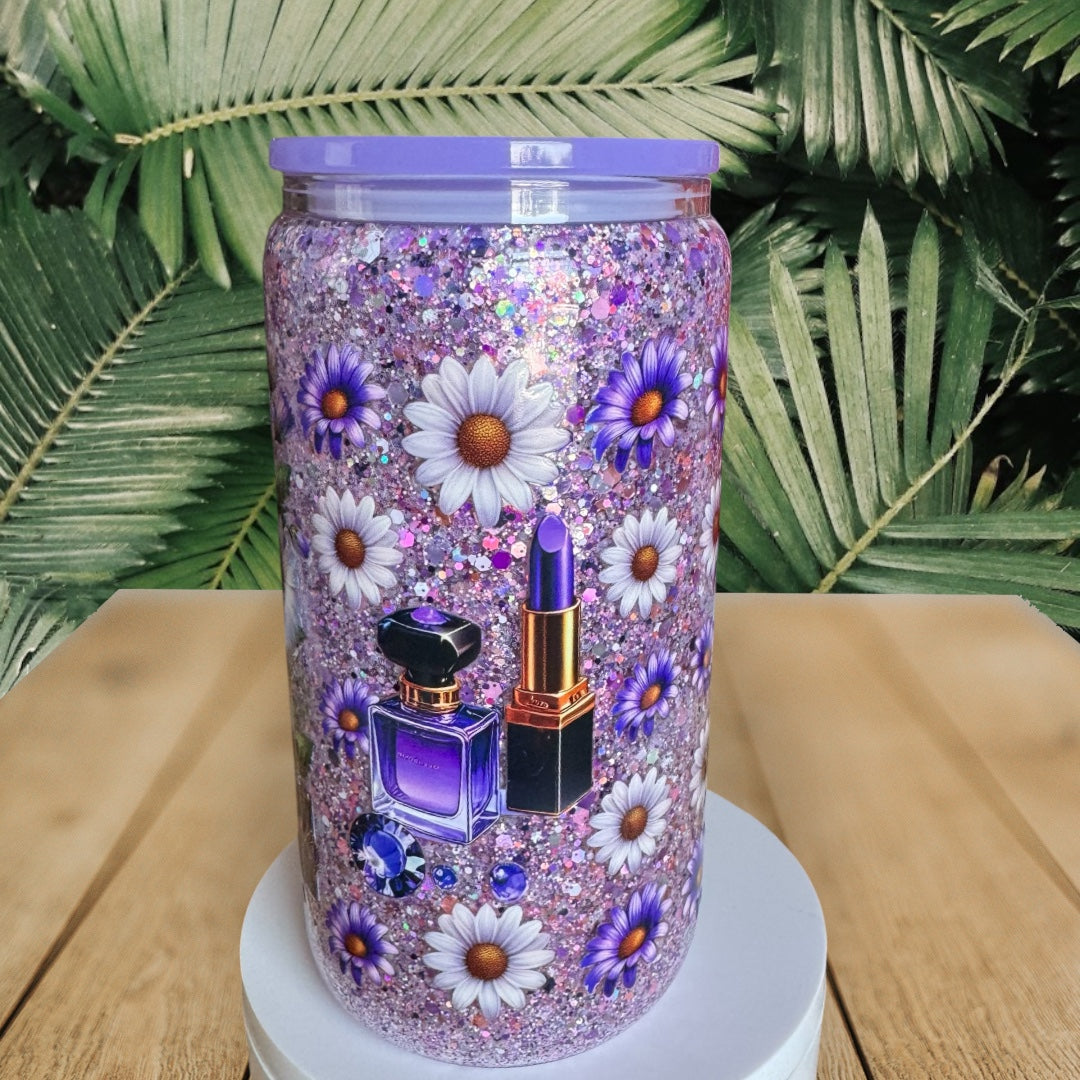 Floral Crown Heels Glass Snowglobe Cup