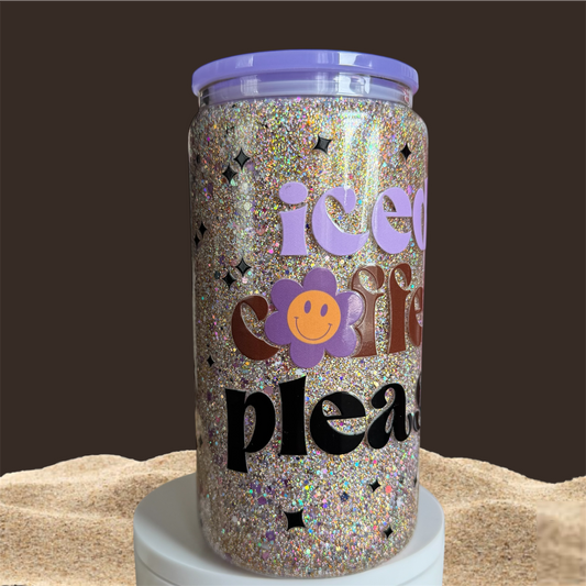 Iced Coffee Please Glass Snowglobe Cup