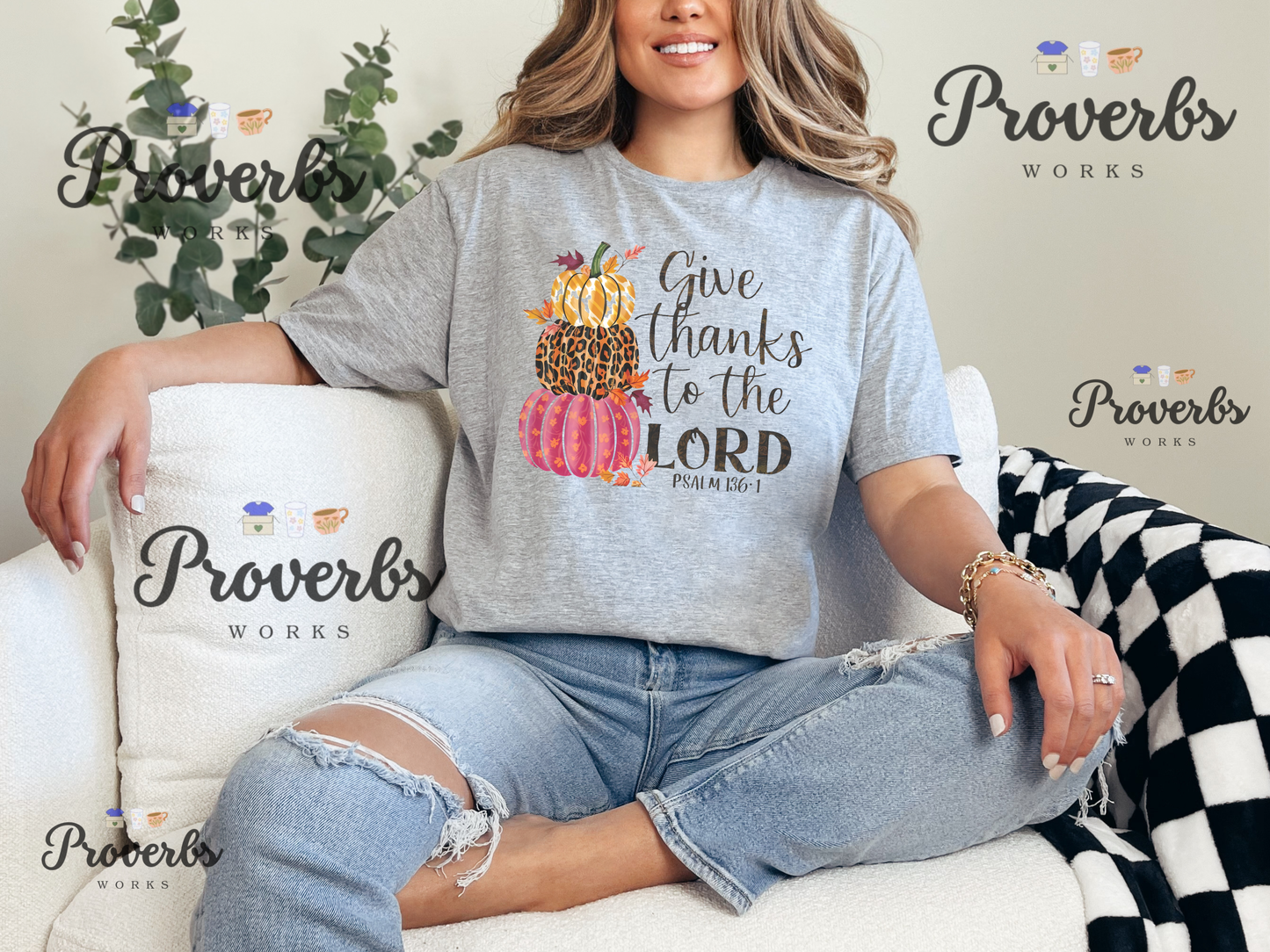 Give Thanks Psalm 136 T-Shirt