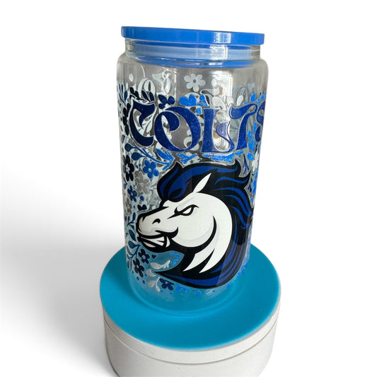 Colts Floral Team Glass Cup