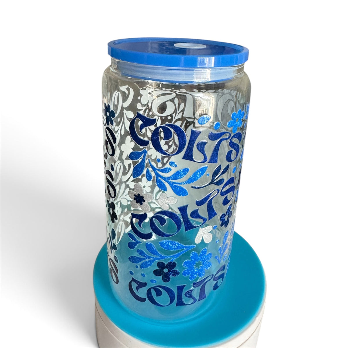 Colts Floral Team Glass Cup