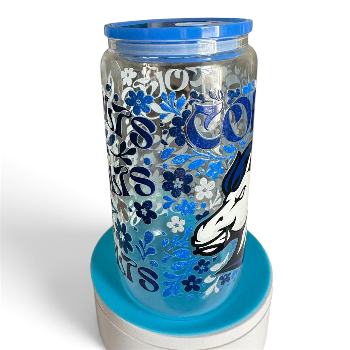 Colts Floral Team Glass Cup