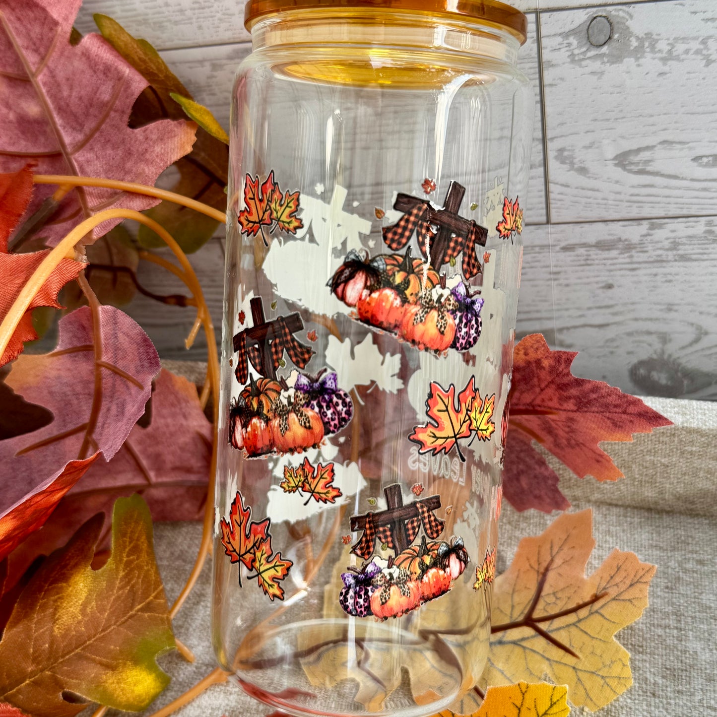 Fall for Jesus Glass Cup