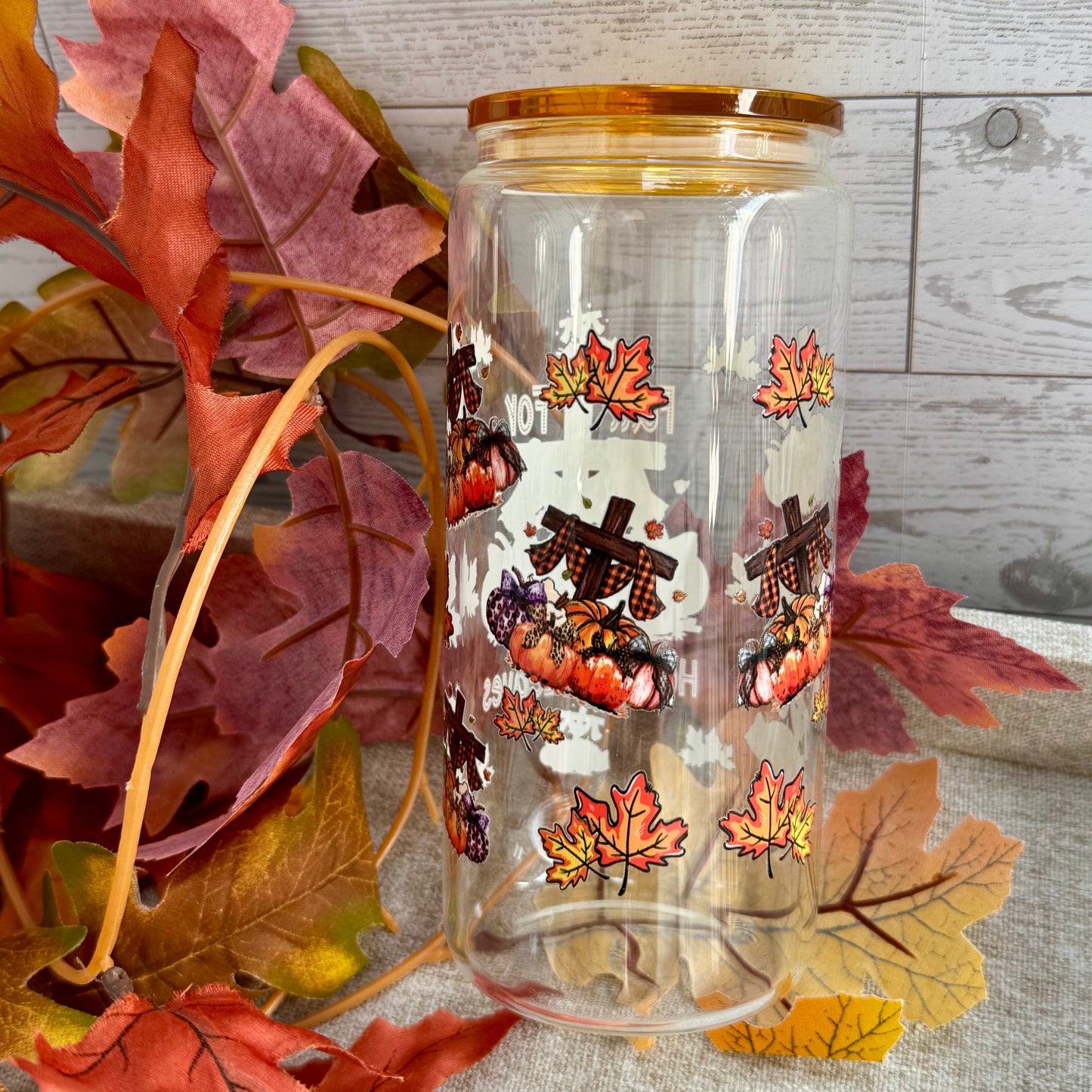 Fall for Jesus Glass Cup