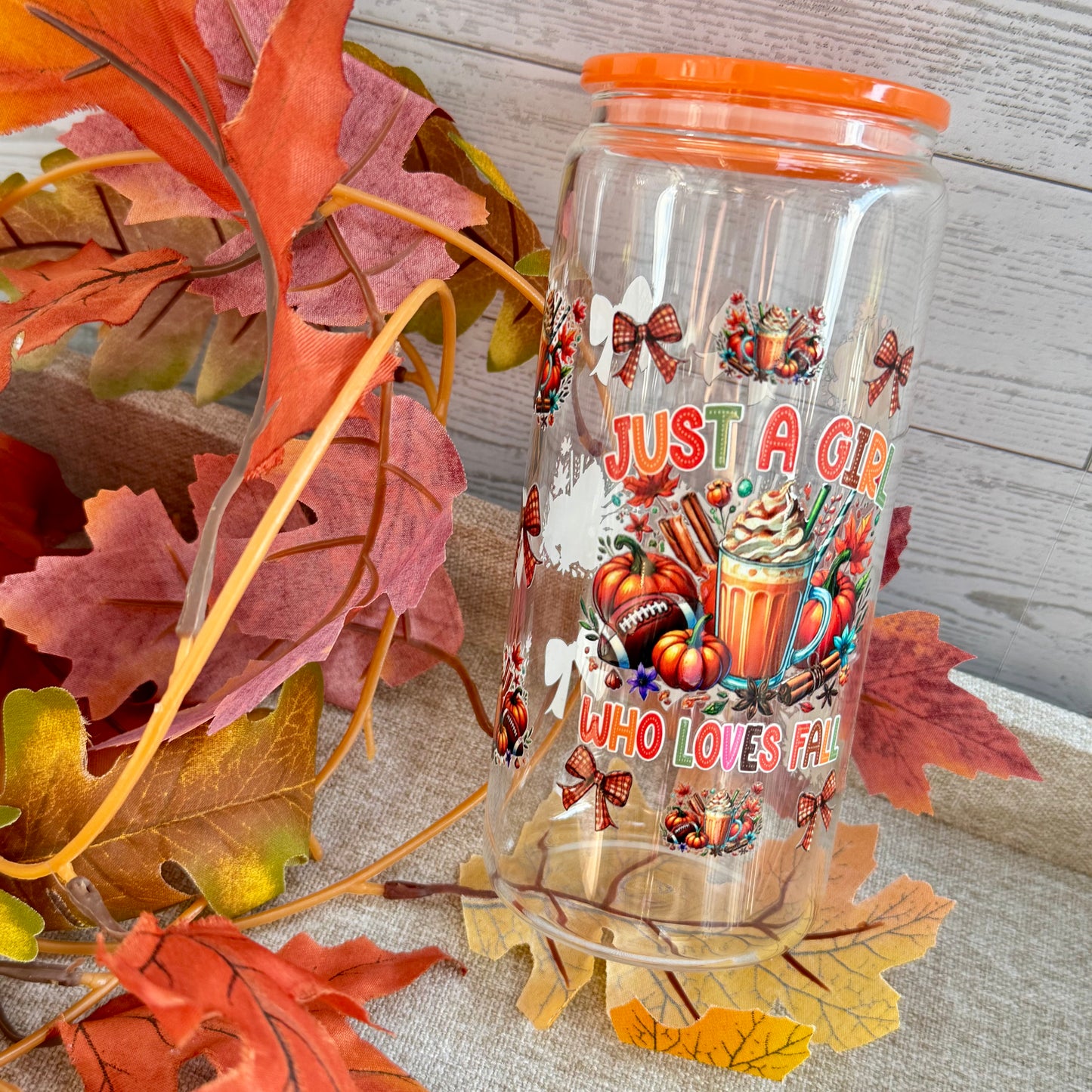 Just a Girl Who Loves Fall Glass Cup