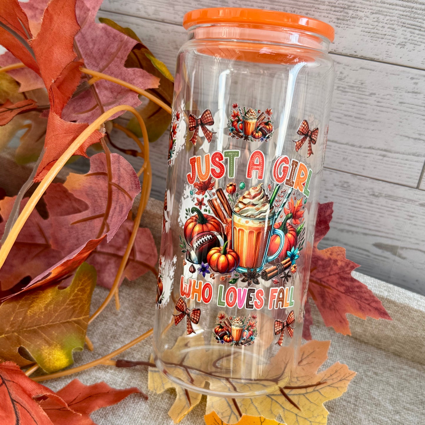 Just a Girl Who Loves Fall Glass Cup