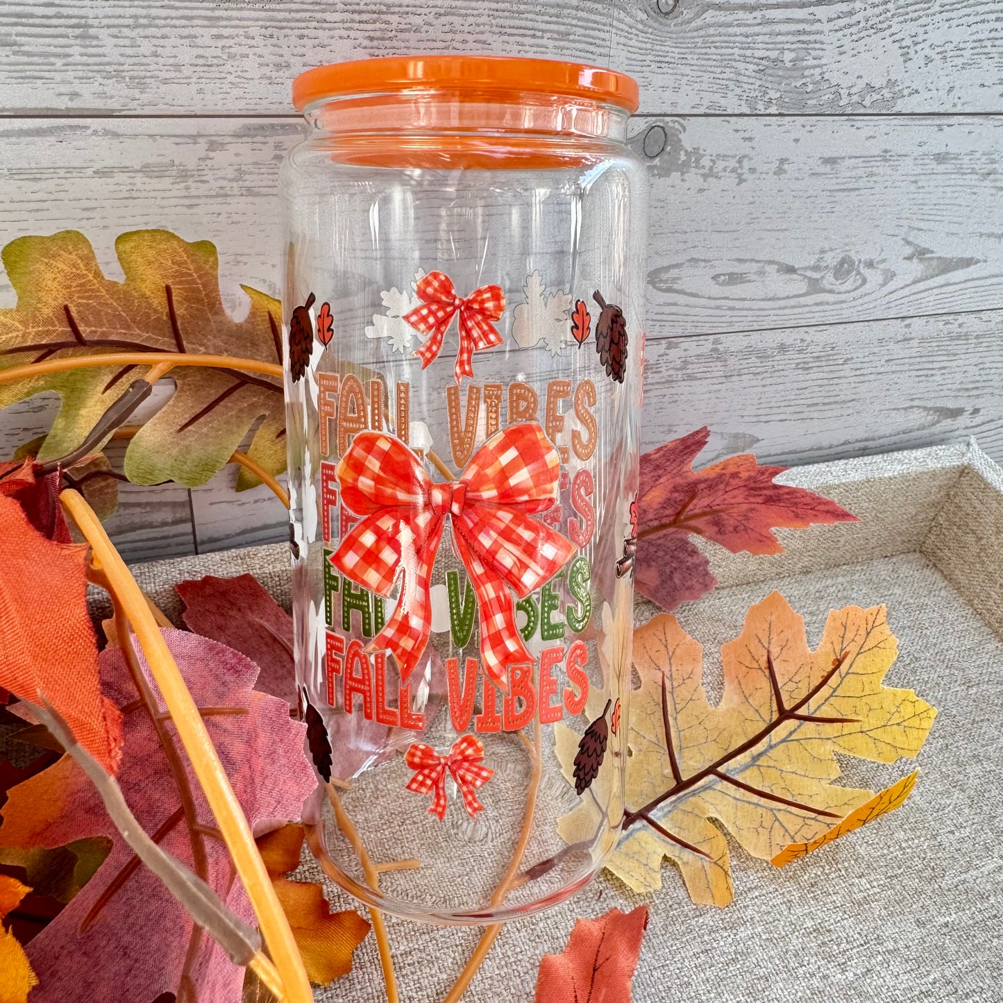 Fall Vibes Glass Cup