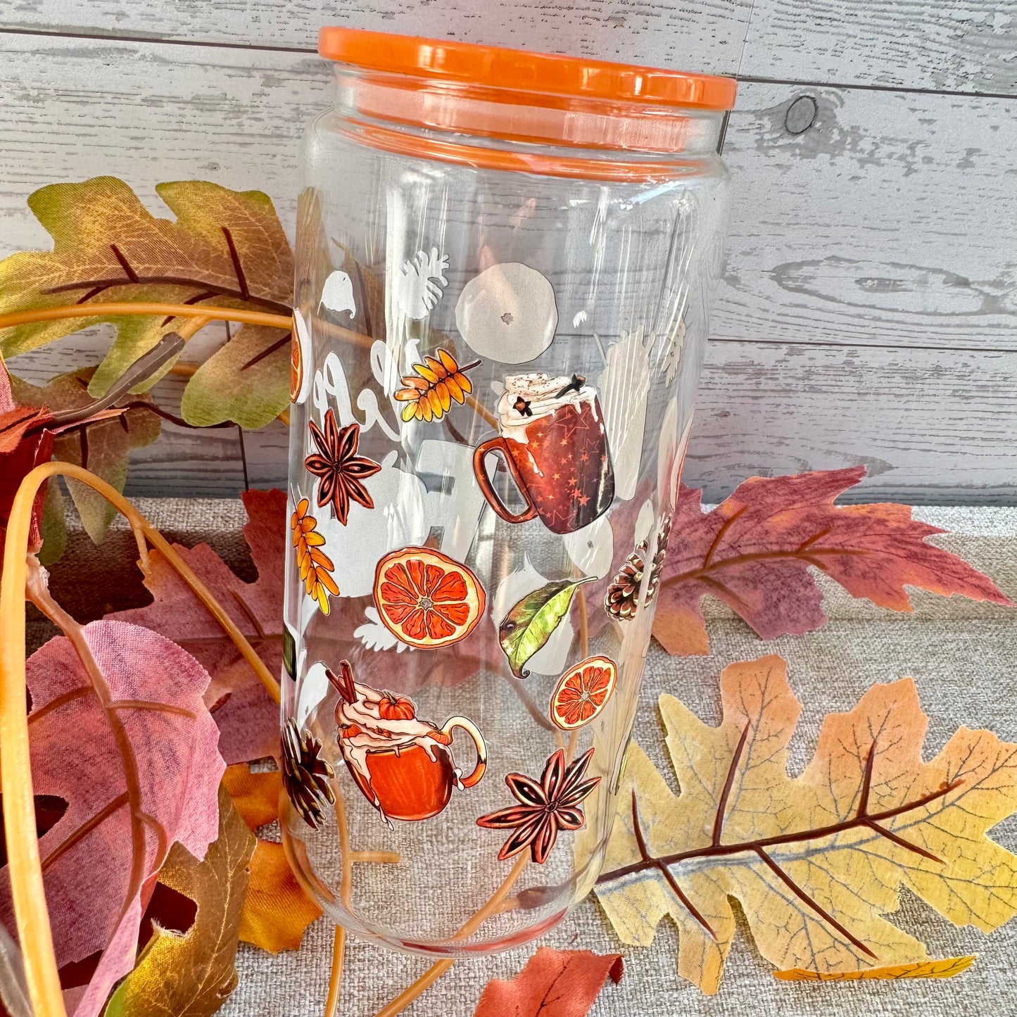 Hello Fall Glass Cup