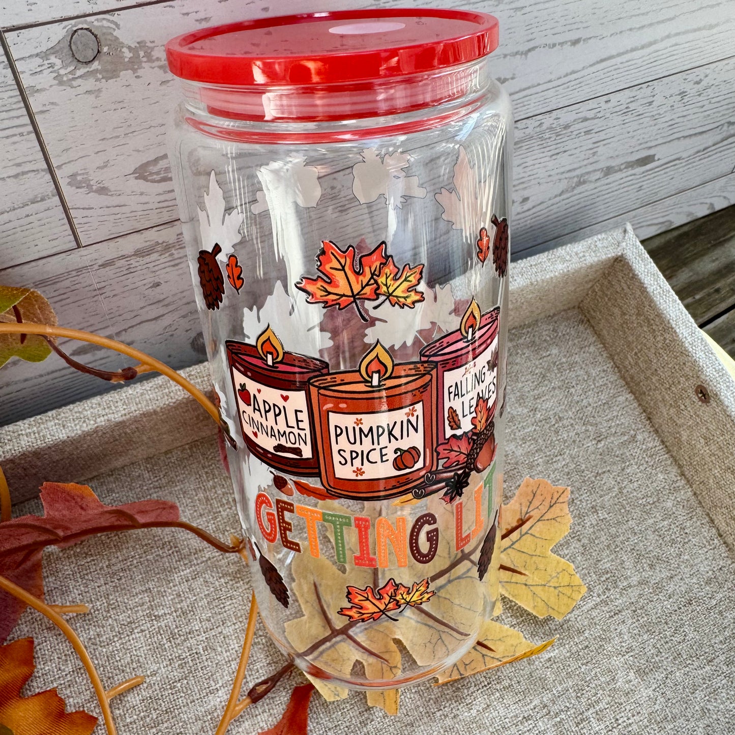 Getting Lit Candles Glass Cup