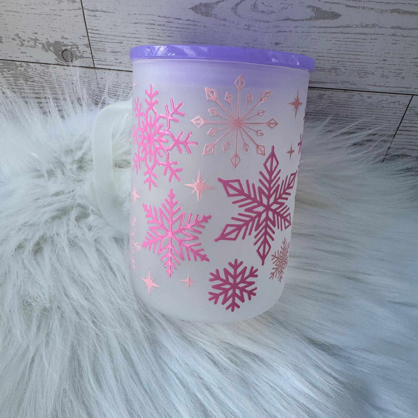 Pink Snowflake Frosted Mug