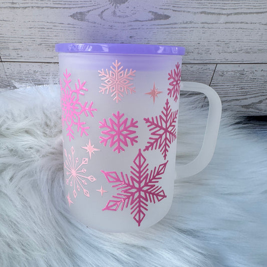 Pink Snowflake Frosted Mug