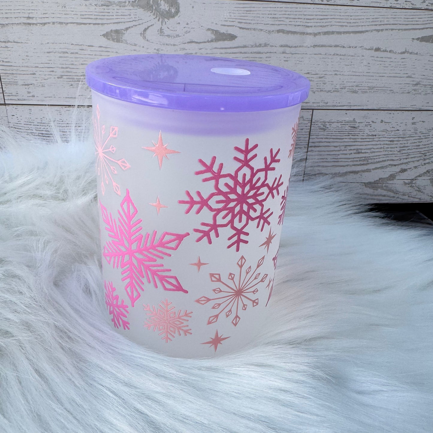 Pink Snowflake Frosted Mug