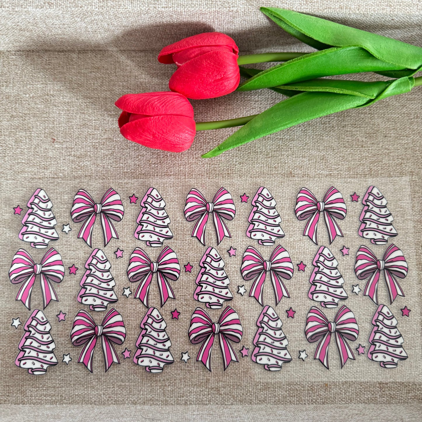 Pink Tree Cakes with Bows Design