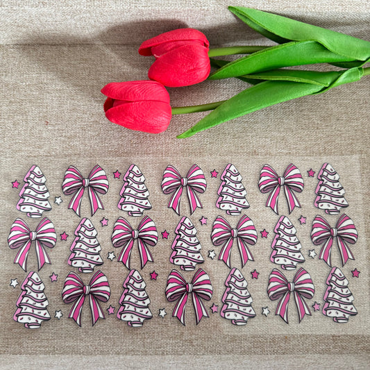 Pink Tree Cakes with Bows Design