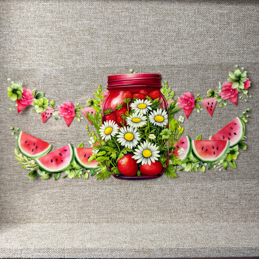 Watermelon Floral Mason Jar Design