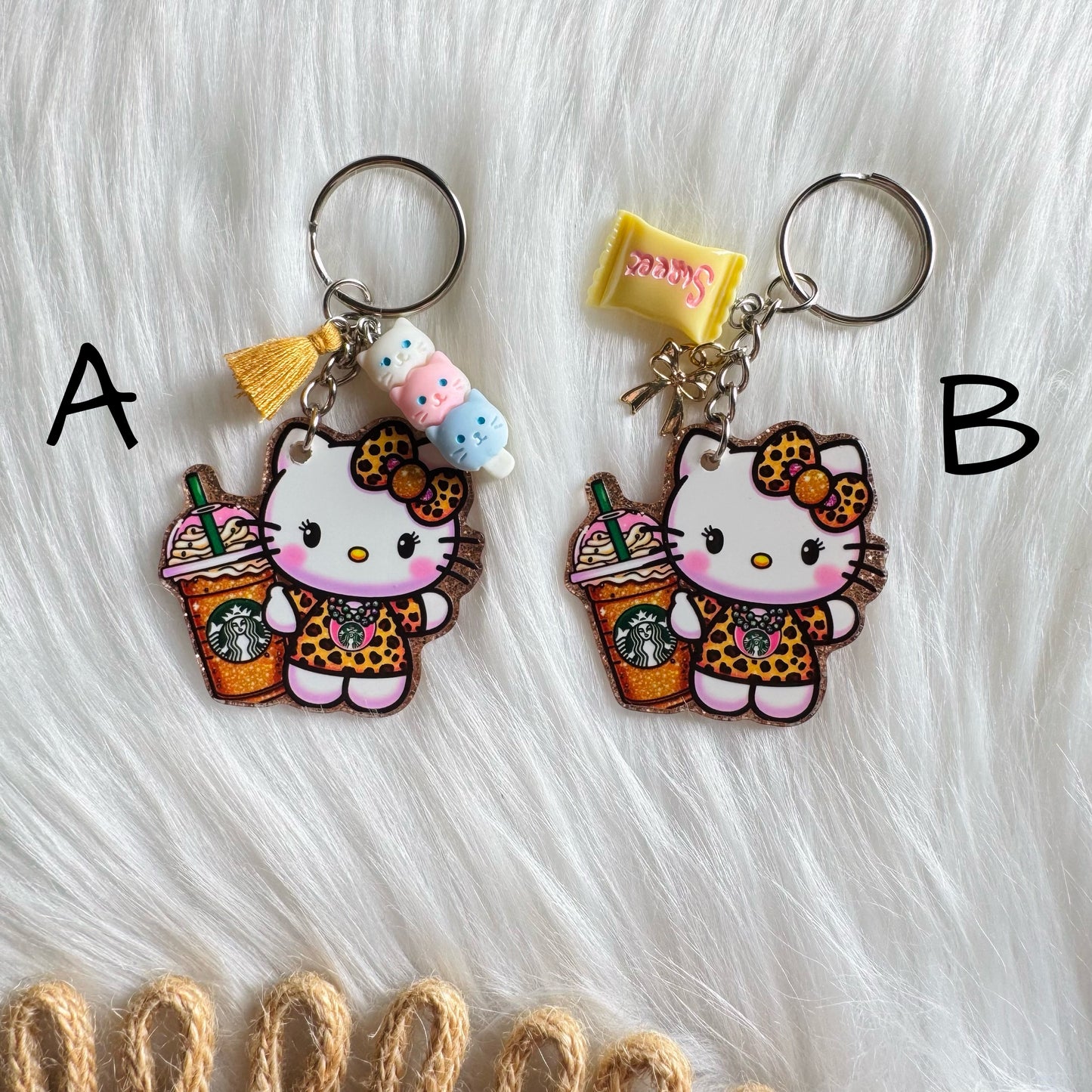 Kitty Leopard Coffee Keychain