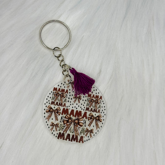 Brown Bows Mama Keychain