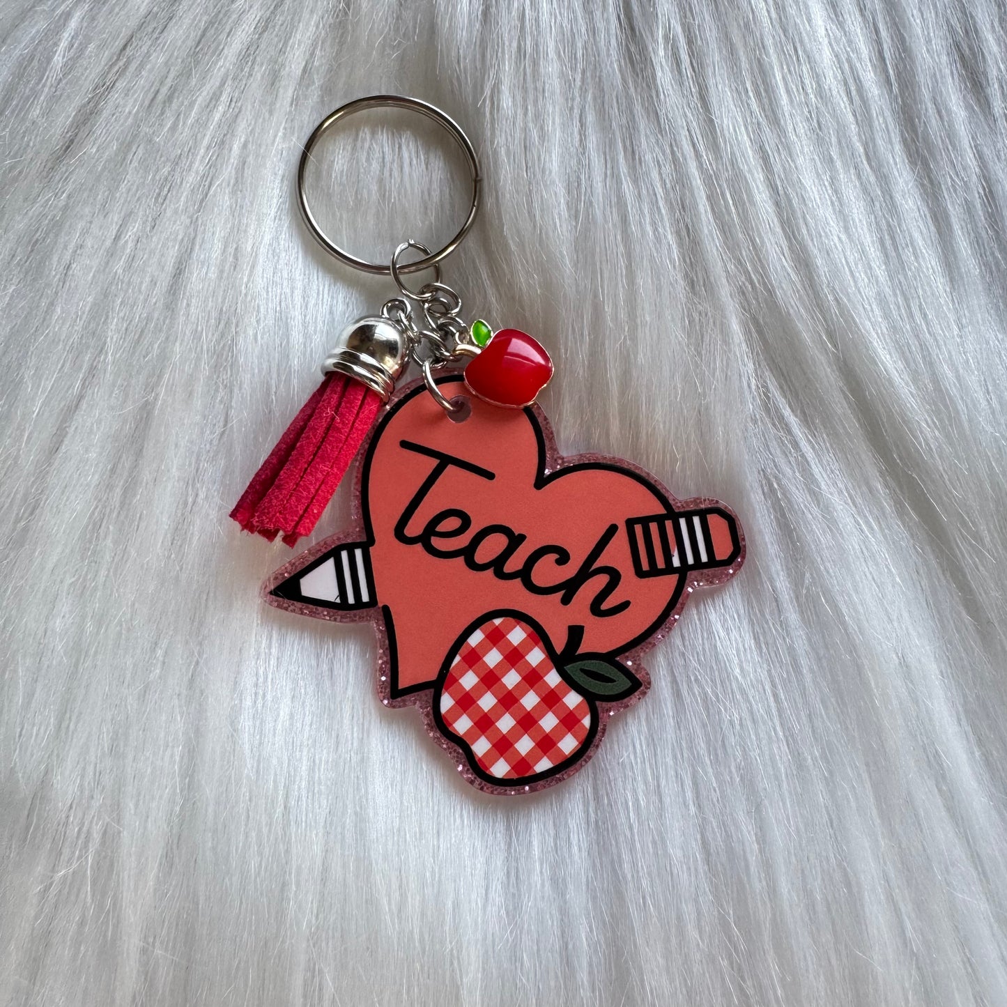 Heart Teach Pencil Keychain