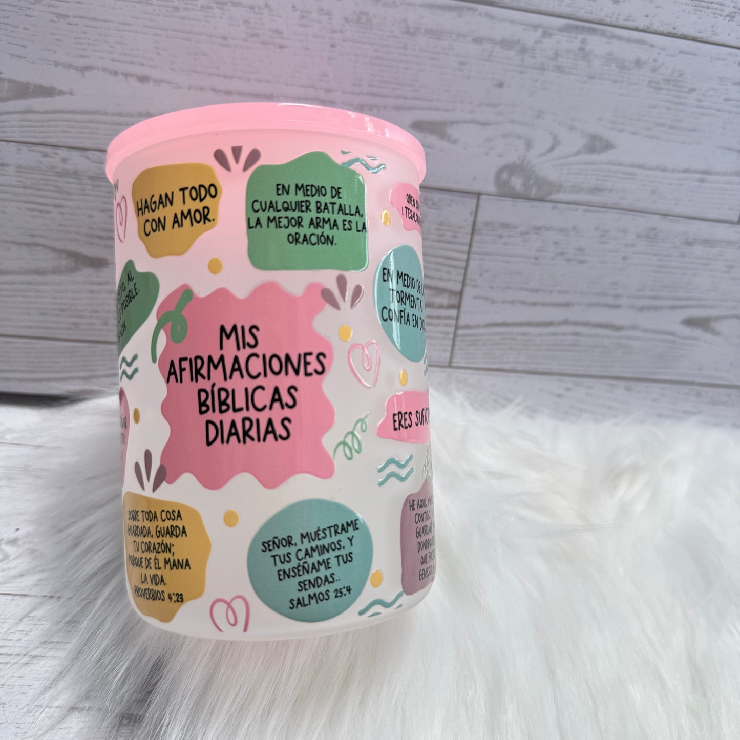 Spanish Biblical Affirmations Frosted Mug /Afirmaciones Biblicas Taza