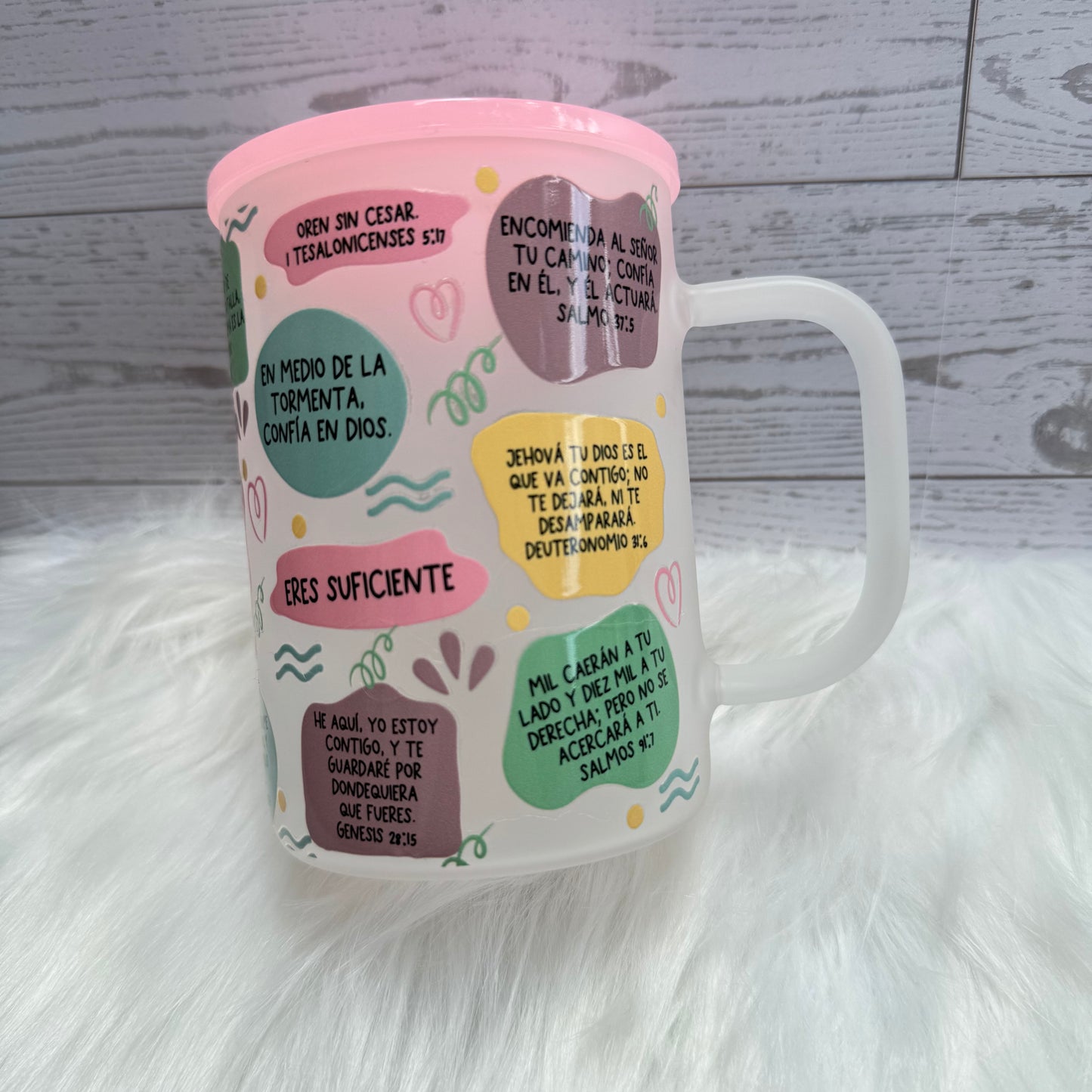 Spanish Biblical Affirmations Frosted Mug /Afirmaciones Biblicas Taza