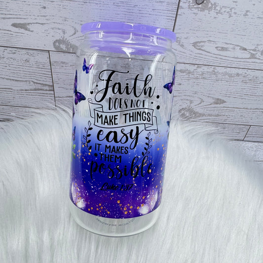 Purple Theme Luke Verse Glass Cup