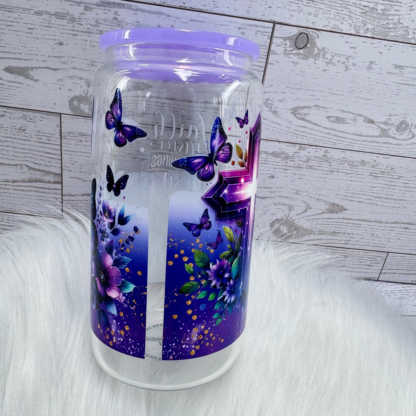 Purple Theme Luke Verse Glass Cup