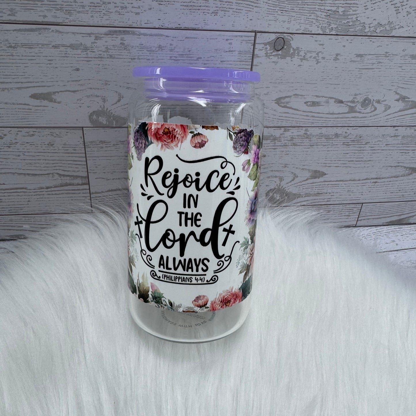 Rejoice in the Lord Glass Cup