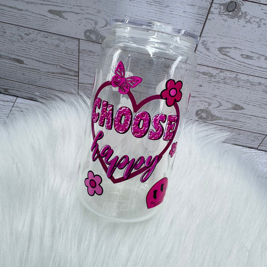 Choose Happy Glass Cup