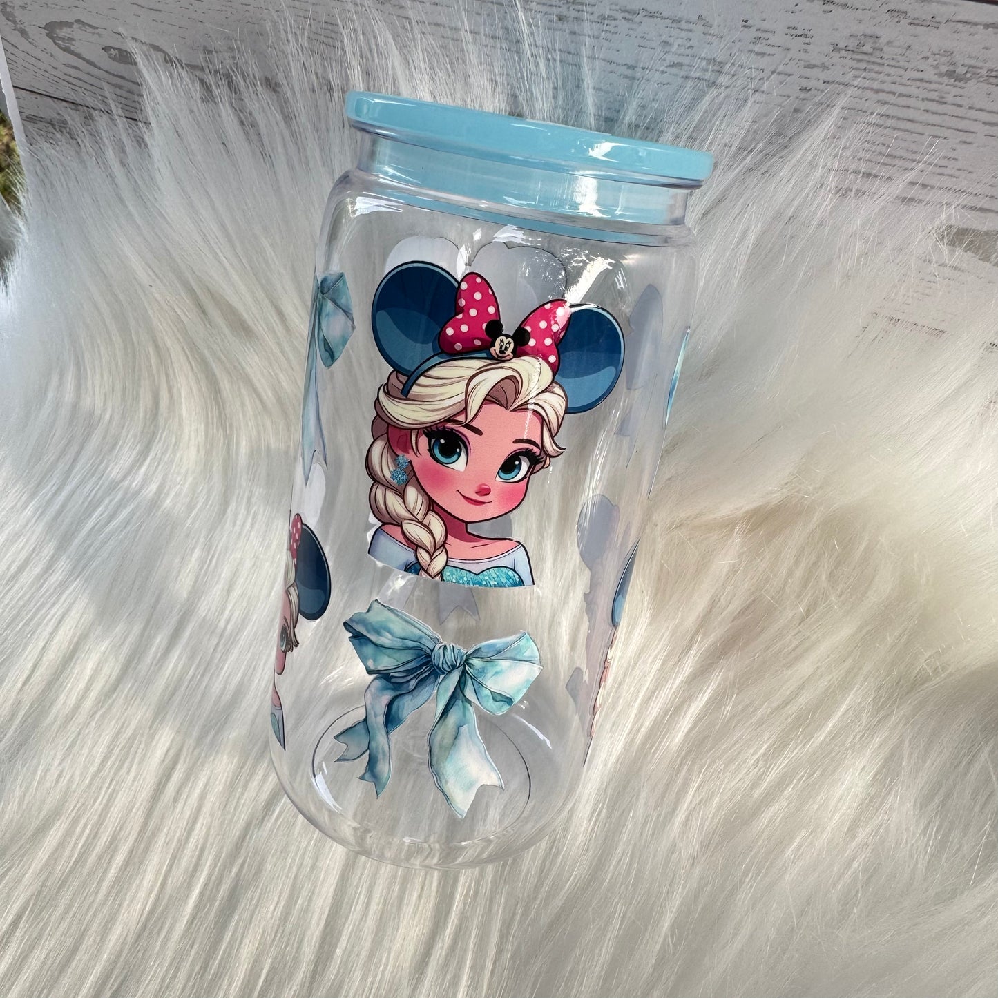 Blue Princess Bow Acrylic Cup