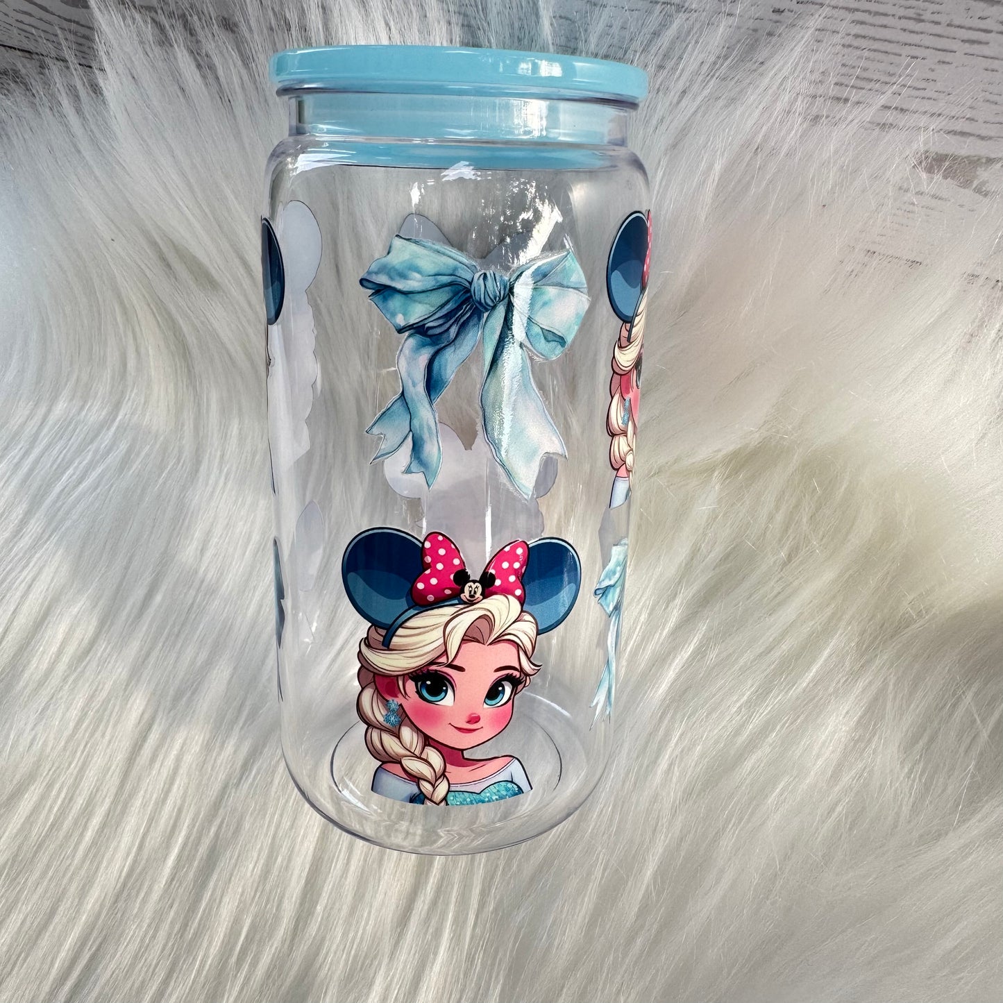 Blue Princess Bow Acrylic Cup