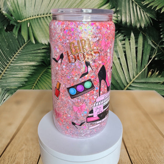 Girl Boss Glass Snowglobe Cup